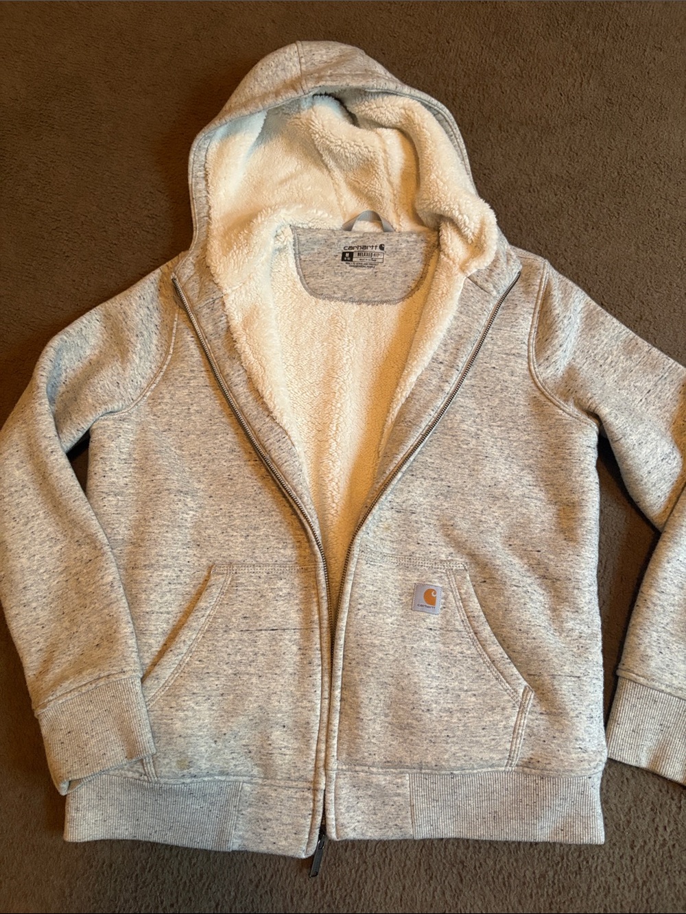 Carhartt Sherpa-Lined Zip Hoodie - Light Heather Gray